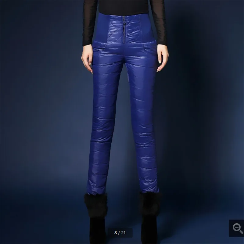 Latest Tight pants Winter Down pants Women Thick Tall waist Joining together White duck down