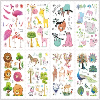 

Rocooart 2020 New Cute Cartoon Flash Taty Flamingo Lion Waterproof Temporary Tattoo Stickers For Children Body Art Tatuajes Kids