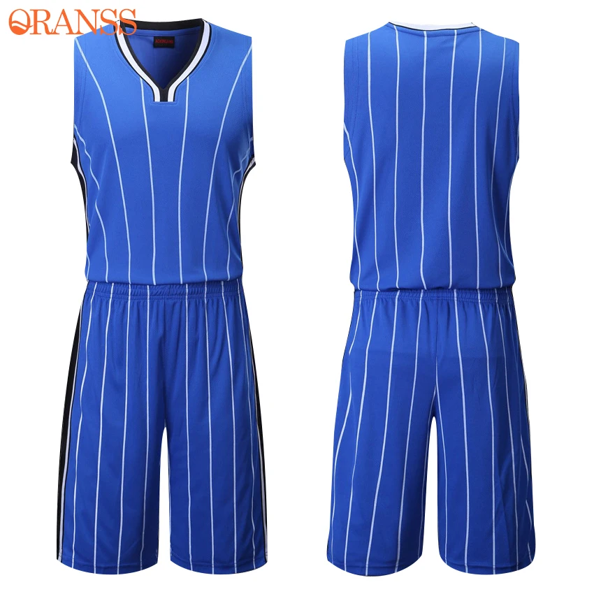 Blank Basketball Jersey Man Sports Suit Training Shirt and Shorts Set