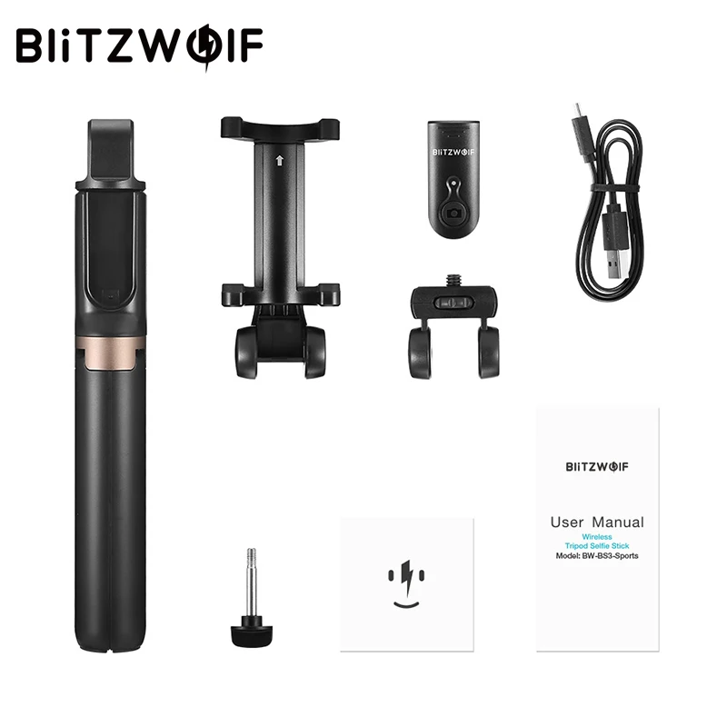 BlitzWolf 3 in 1 Wireless Bluetooth Selfie Stick Tripod Sport Versatile Monopod For Sport Camera For iPhone X 8 Smartphone