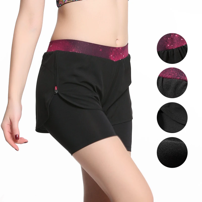 BESGO женские уличные двухслойные эластичные шорты для йоги быстросохнущие беговые дышащие тренировки спортивные брюки для фитнеса
