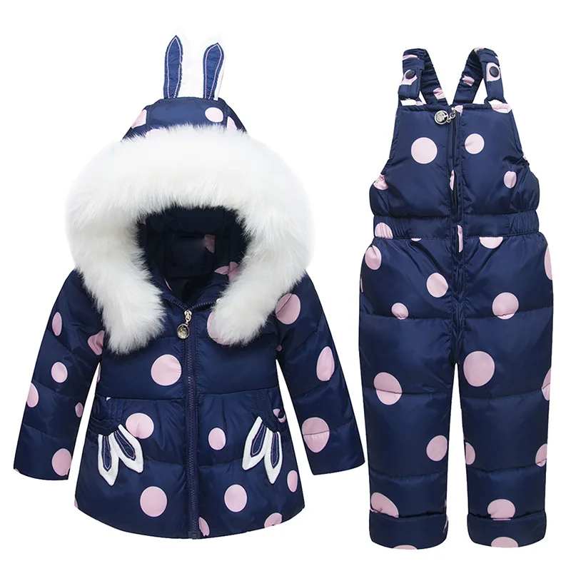

2018 Baby Girl Winter Clothes Fashion Cartoon Fur Hooded Down Suit Children Winter Clothes for Girls Sets Jacket+Jumpsuit Pants