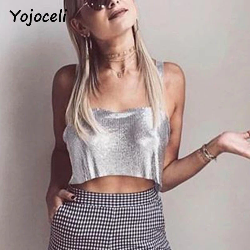 Yojoceli пикантные открытые блестками Bling на бретелях для женщин Клубные Вечерние