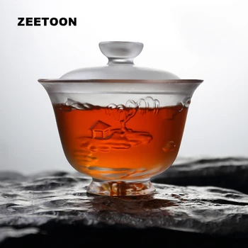 

130ml Zen Boutique Colored Glaze Gaiwan Heat-resistant Glass Master Tea Cup Teapot Lid Blow Transparent Tea Set Tea Maker Tureen