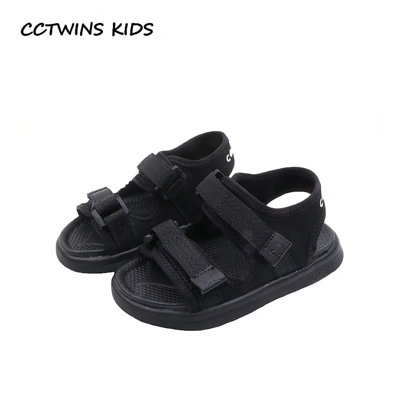 

CCTWINS Kids Shoes 2019 Summer Children Fashion Beach Sandals Babys Boys Fashion Barefoot Sandals Girsl Black Soft Shoes BS161