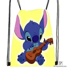 CustomLilo-Stitch-walt@ 01-походная сумка на шнурке для мужчины женщины милый рюкзак дети ранец(черный Назад) 31x40 см#20180611-03-139