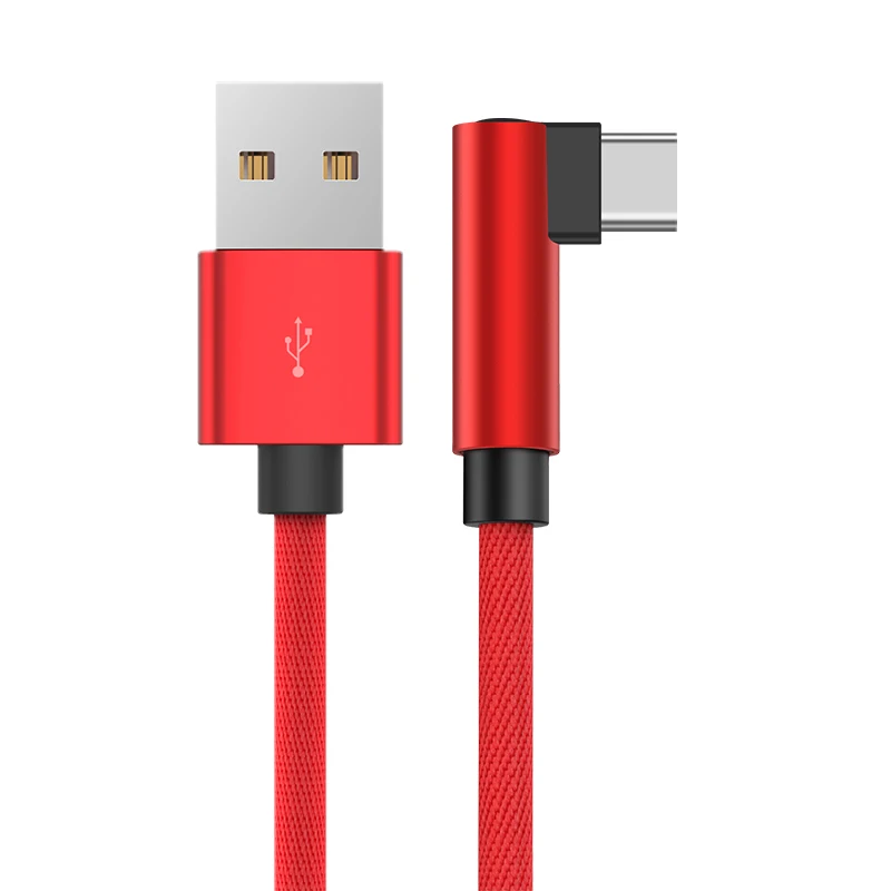 GUSGU usb type C кабель 90 градусов локоть для samsung S8 S9 USB C быстрое зарядное устройство для huawei Xiaomi Oneplus type-c зарядный кабель для передачи данных - Цвет: Red