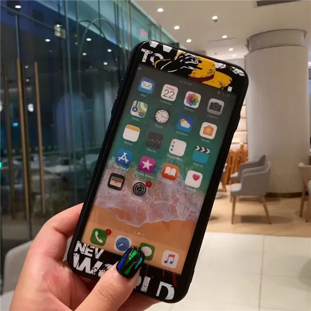 Закаленное стекло для iphone 8 7 6 6s плюс передний и мультяшный протектор экрана Защитный мультфильм животных Розовая пантера цельный