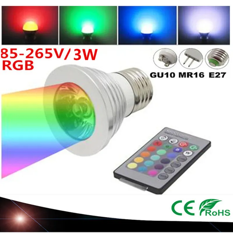 

GU10 AC220V E27 E14 dimmer LED RGB Bulb Candle lamp 3W LED Spot light magic Christmas lighting+Remote Control 16 colors