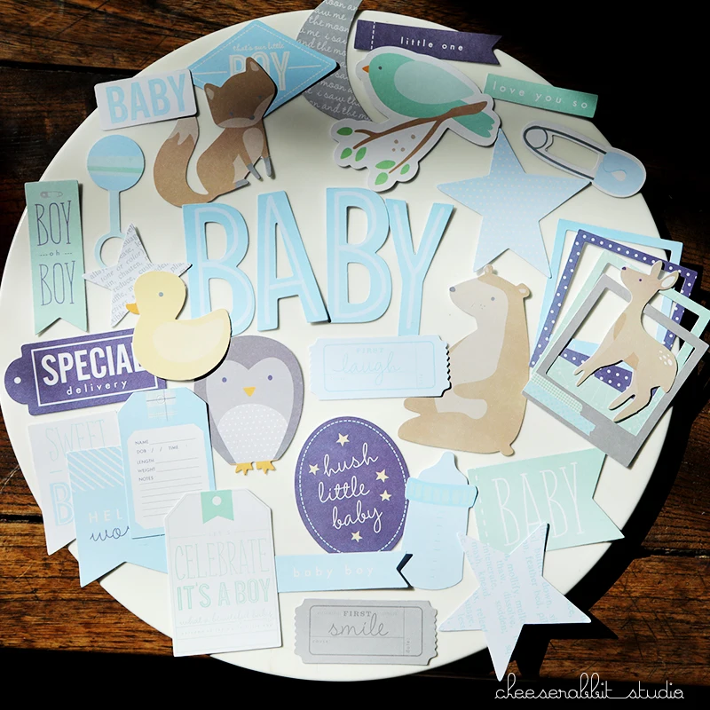

KSCRAFT 36pcs Baby Boy Blue Cardstock Die Cuts for Scrapbooking Happy Planner/Card Making/Journaling Project