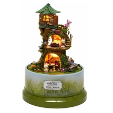 Вращающаяся Музыкальная кукла мебель для дома Diy Миниатюрный 3D Деревянный миниатюрный кукольный домик Модель Строительные наборы игрушки для детей Подарки