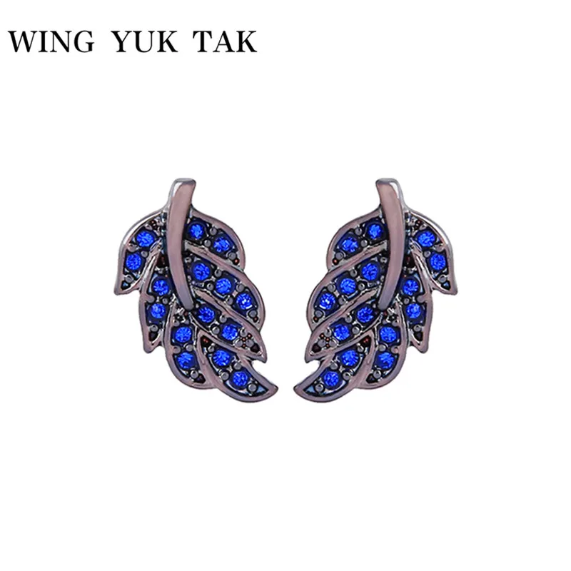 Женские винтажные серьги-пусеты wing yuk tak маленькие черные с кристаллами 4 вида