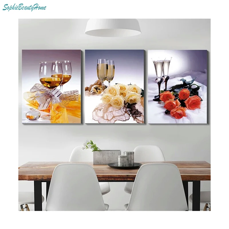 

DIY 5D Diamond Romantic Restaurant Embroidery Triple Diamond Circle/Square Diamond Cross Embroidery Mosaic Home