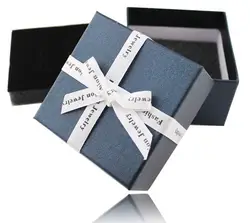 50 шт./лот тёмные высококачественные синий/бежевый лента ожерелье с бантиком Серьги Кольца упаковка подарочная коробка красивые украшения