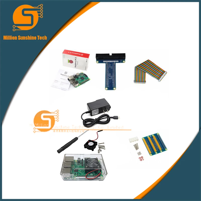 

Raspberry pi 3 + Case Box+ cooling fan++power supply+GOPI Kit+ for Raspberry pi 3 B free shipping