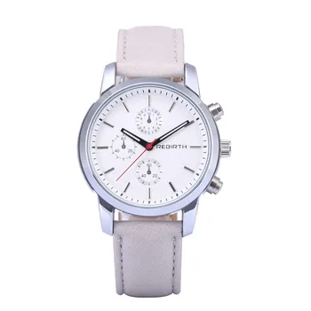 

REBIRTH Brand Fashion Leather Band White Quartz Watch Women Laides Clock Gift Analog Casual Dress Wristwatches relojes mujer