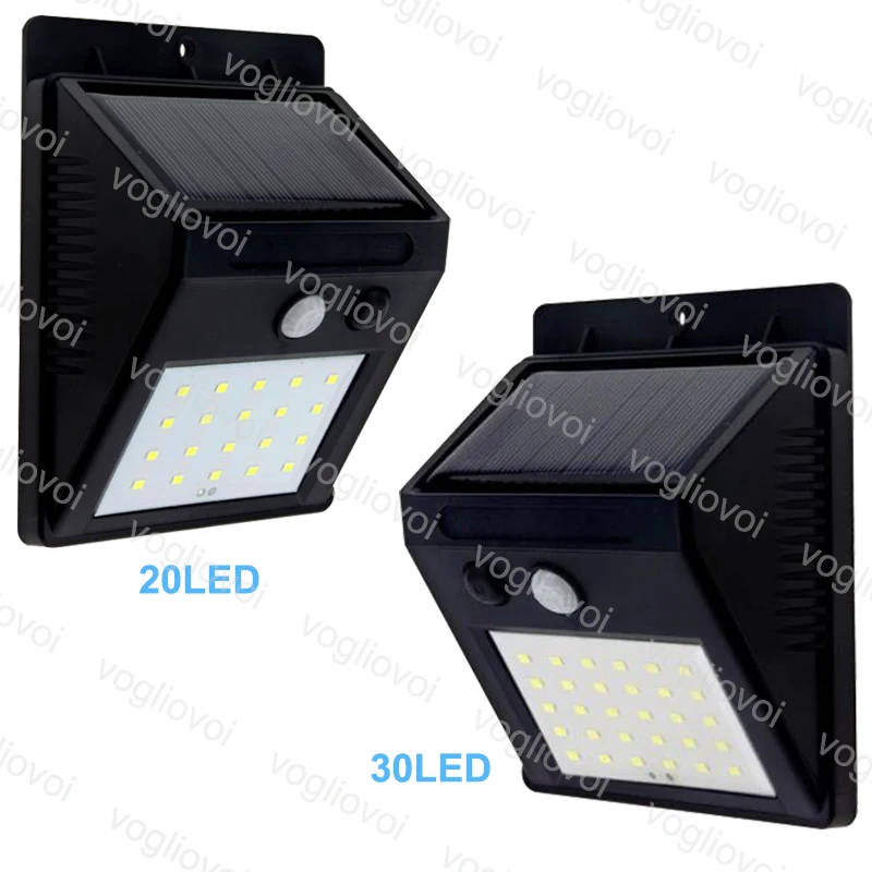 

Vogliovoi Solar Led Outdoor Lighting 20LEDs 30LEDs Solar Panels Power PIR Motion Sensor Waterproof LED Garden Light Wall Light