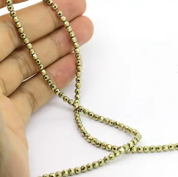 

3.5mm DIY Jewel Finding Beads,Hematite Faceted Round Champagne Loose Beads