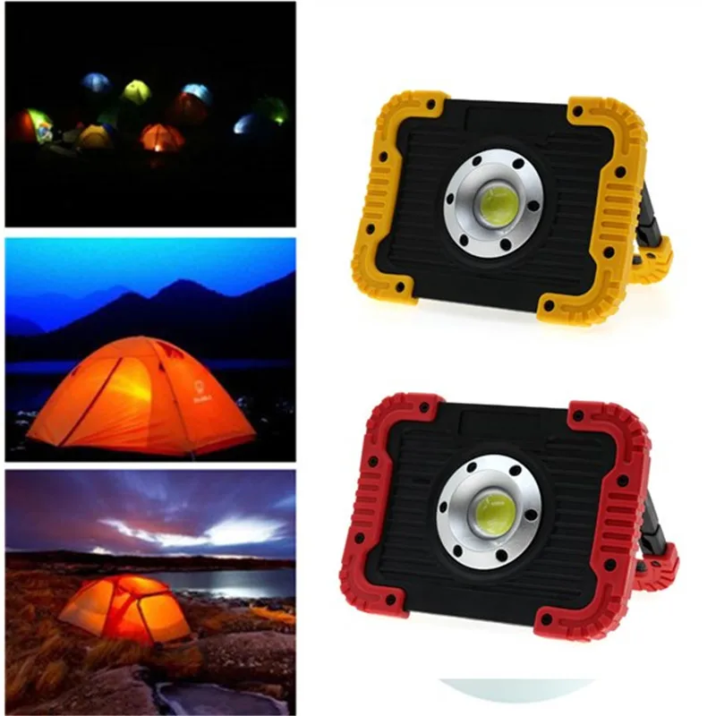 

USB Charging Red/Yellow 10W COB LED Floodlight Light Work Light Battery Rechargeable Handle Outdoor Camping Flashlight Torch