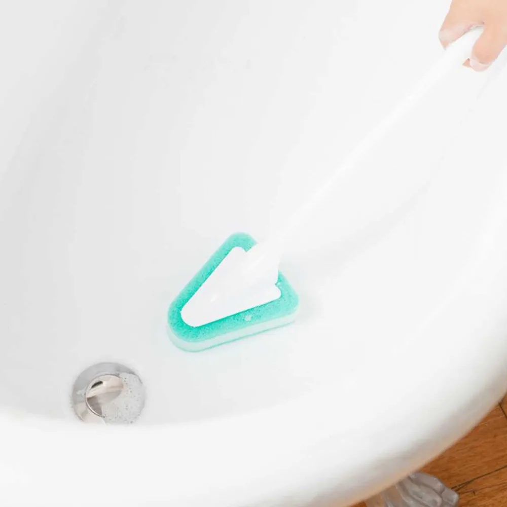 Многофункциональная треугольная губчатая щетка с длинной ручкой/5 шт. сменный тканевый инструмент для чистки кухни, ванной, туалета