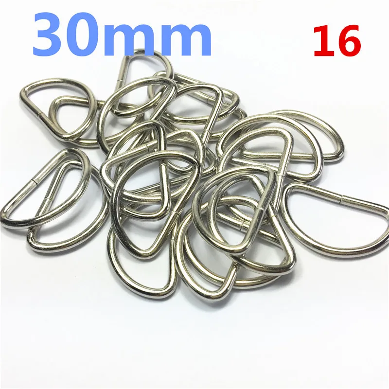 16  30mm  silver  Dee Rings for NonWelded D ring Non-Welded Nickel Plated D-Rings Webbing Strapping Bags Garment Accessories Buckle (1)