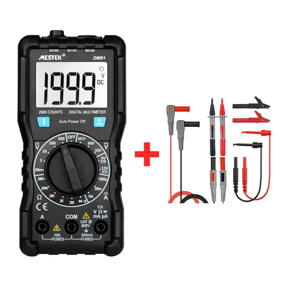 

MESTEK Digital Multimeter 1999 Counts Backlight AC/DC Ammeter Voltmeter Ohm Current Portable Meter Voltage Meter Multimetre