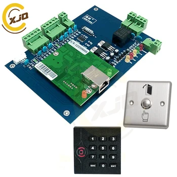 

XJQ Wholesale 32bit CPU TCP/IP one Door Single Way Access Control Panel + 1 password & rfid card reader + 1 exit button