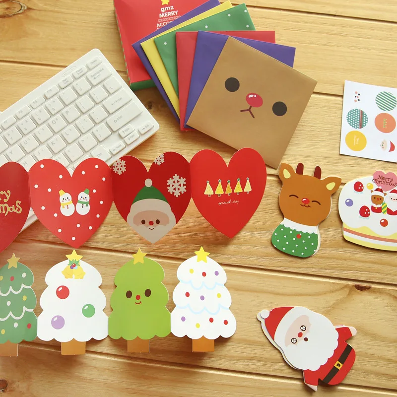 

1box Nine Stationery Korean Christmas Card Envelope Set Cartoon Greeting Card