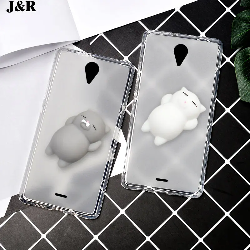 J&ampR Case For Fly FS517 Cirrus 11 Cover 3D Cute Soft Silicone Squishy Cat Phone FS518 13 5.0 inch Cases |
