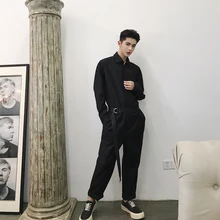 Новые мужские повседневные весенне-осенние модные комбинезоны мужские облегающий Цельный Брюки Большие размеры сценические костюмы певицы