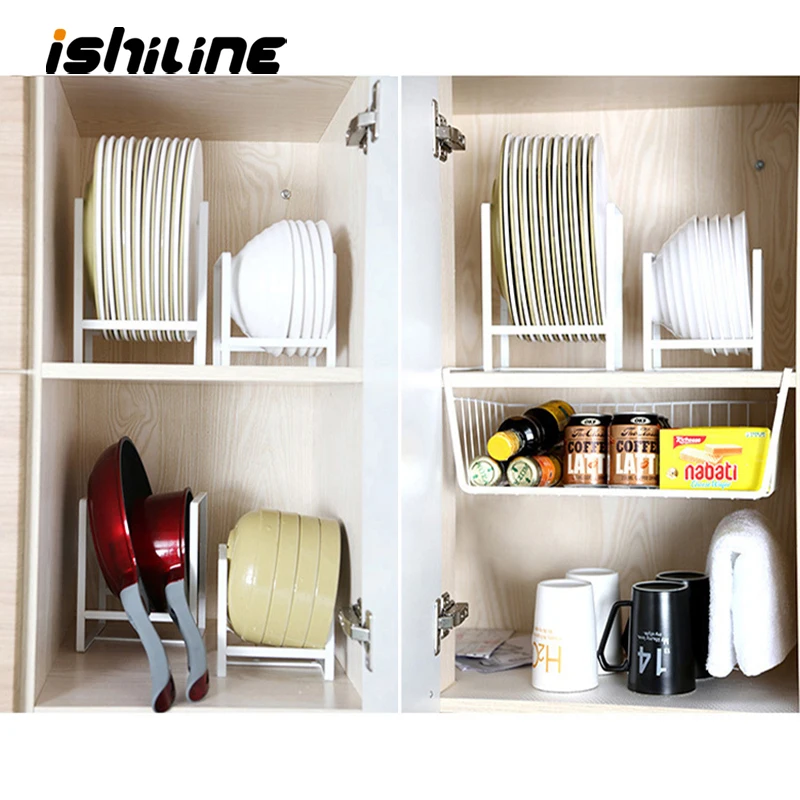 

Cupboard Hanging Under Shelf Storage Iron Mesh Basket Cabiniet Door Organizer Rack Plate Dish Closet Holders Storage Basket Rack