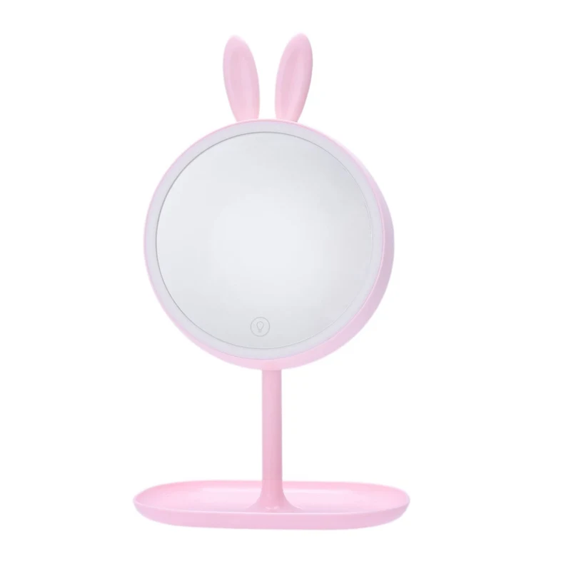 

Rechargeable Led Light Makeup Mirror Beauty Tool Desktop Beauty Mirror Press Screen Cosmetic Mirror With Light Illumination #