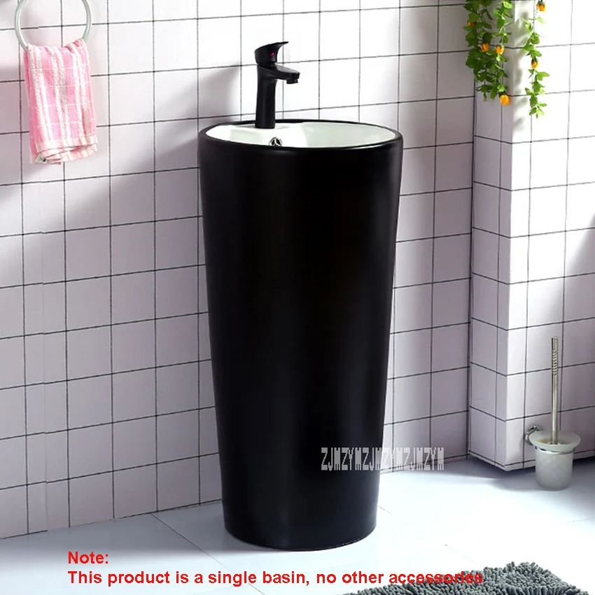 XRH468 Creative Integral Floor Basin Household Bathroom Hotel Ceramic Wash Basin Modern Simplicity Vertical Black Wash Basin 9L