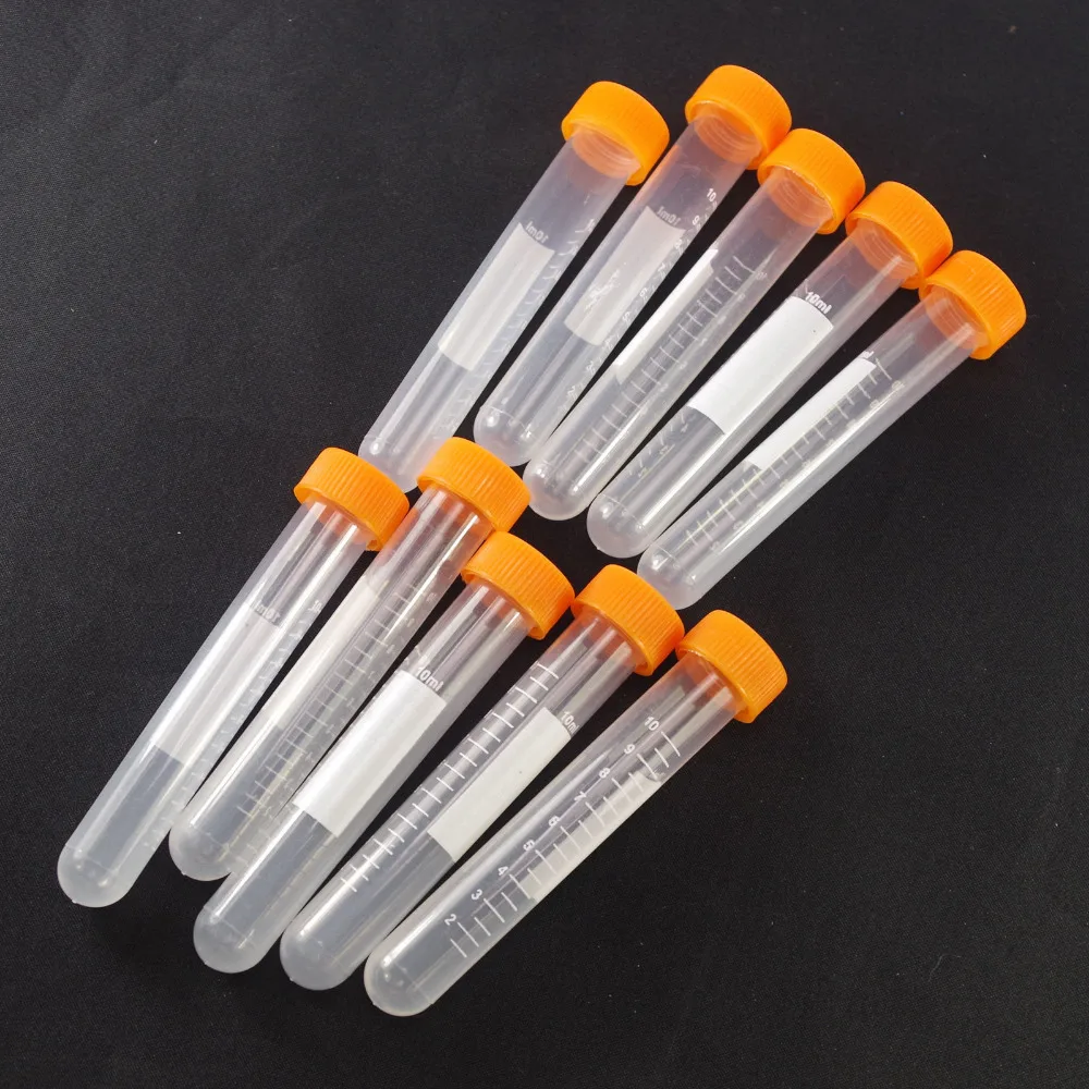 

10pcs 10ml Plastic Test Tubes Centrifuge Tubes Round Bottom
