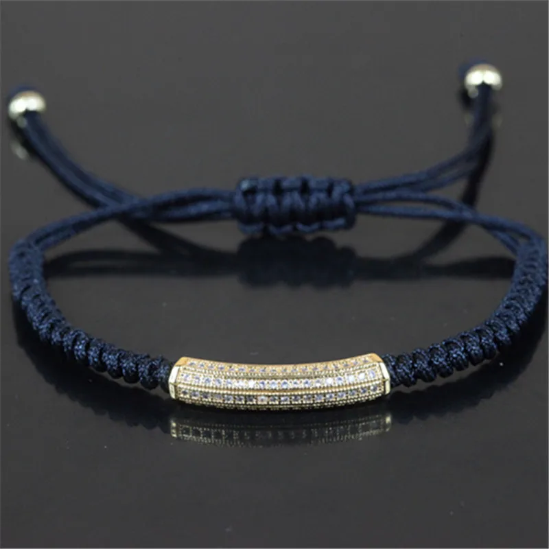 

Charms Statement Anil Arjandas Bracelet with Gold/Silver/Rose gold Pave CZ Spacer Braiding Macrame Men Bracelet A-0073