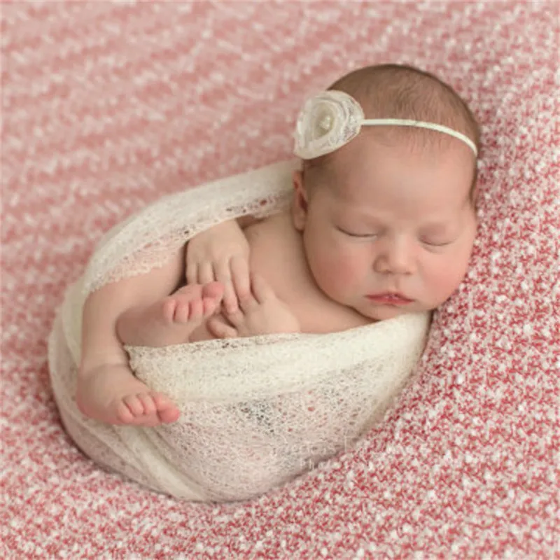 Neugeborenes Baby Fotografie Requisiten Strecken Swaddle Wrap Decke Beige 