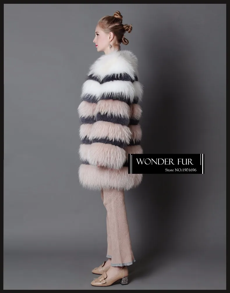 Очаровательное дизайнерское розовое пальто из меха серебристой лисы, женское длинное пальто из меха лисы, цельное Полосатое пальто из меха лисы, кардиган из натурального меха лисы