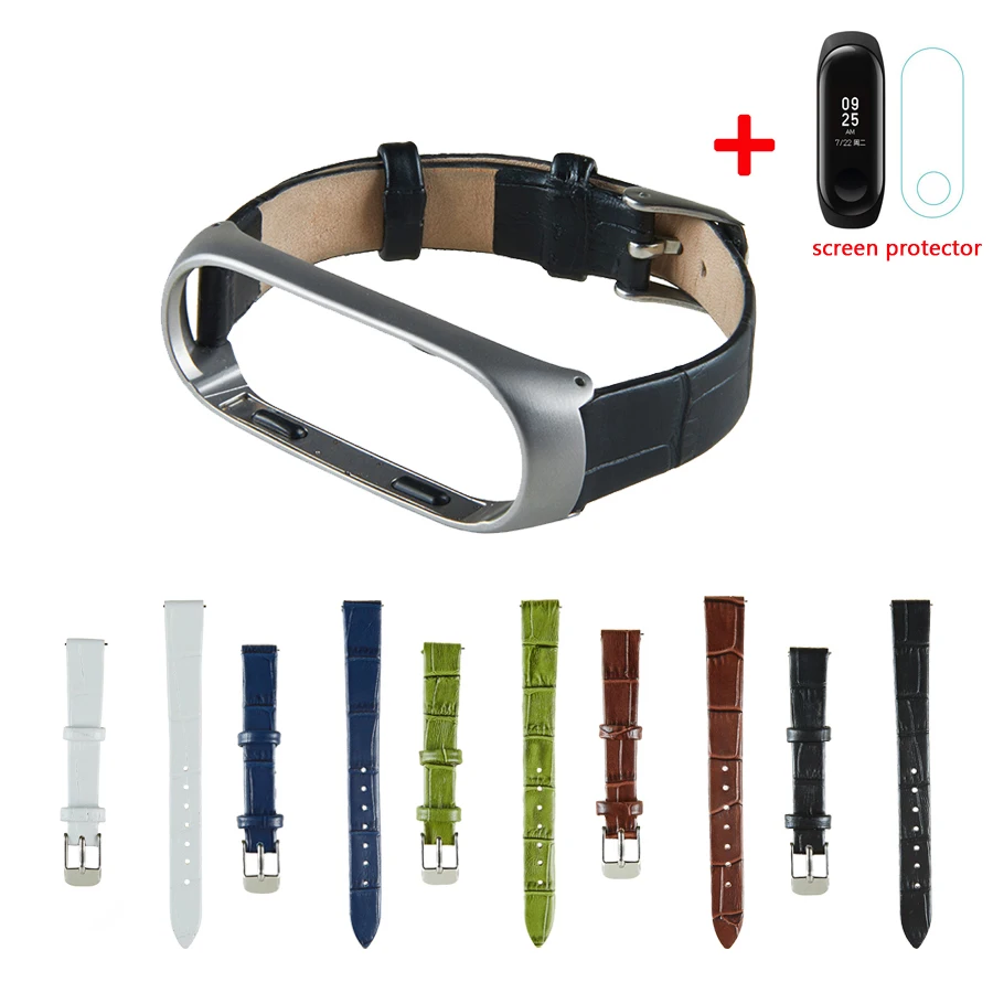 Металлический чехол из натуральной кожи ремешок для Xiaomi Mi Band 3 Miband браслет Correas 5