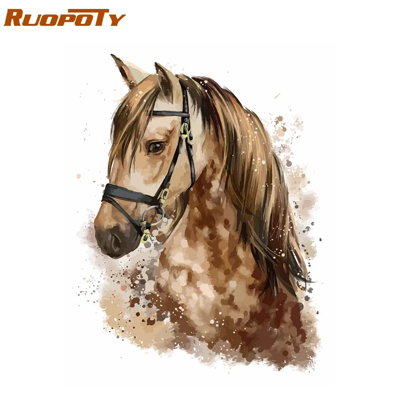 RUOPOTY рамка лошадь Сделай Сам краска по номерам животные набор Раскраска по номерам настенная художественная картина Акриловая Краска на холсте домашний декор