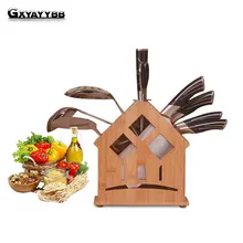 GXYAYYBB Многофункциональные отверстия бамбуковый нож стойка креативный стеллаж для хранения инструмент деревянная подставка для кухонных ножей блок подставки для ножей принадлежности