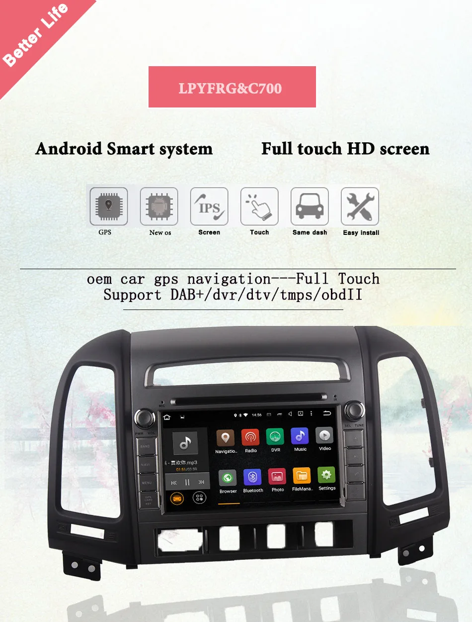 Discount 1024*600 Octa Core Android 9.0 Fit Hyundai SANTA FE 2006 2007 2008 2009 2010 2011 2012 Car DVD Player GPS Head unit BT Radio 4G 2