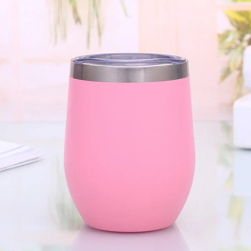 

Eggshell Red Wine Coffee Cup 12oz Stainless Steel Vacuum Flask Insulated Milk Cups Outdoor Sports Travel Picnic Cups 2019