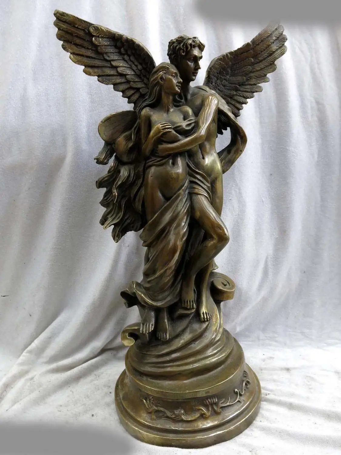 

China brass copper sculpture carved fine Angell angelhood and belle statue A(0505)