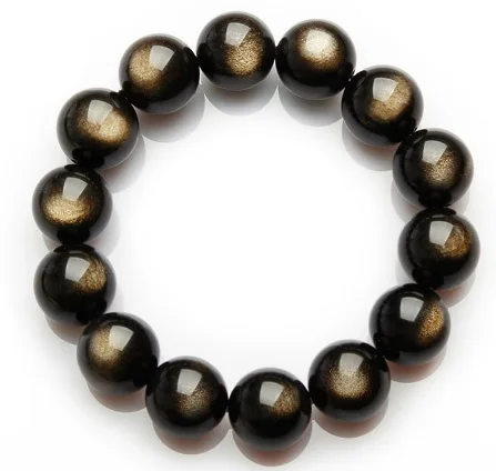 

6-14mm Natural Gold Obsidian Bracelets Men's Woman Lover Bracelet Buddha Beads Handmade Couple Stretch Energy Jewelry Gift