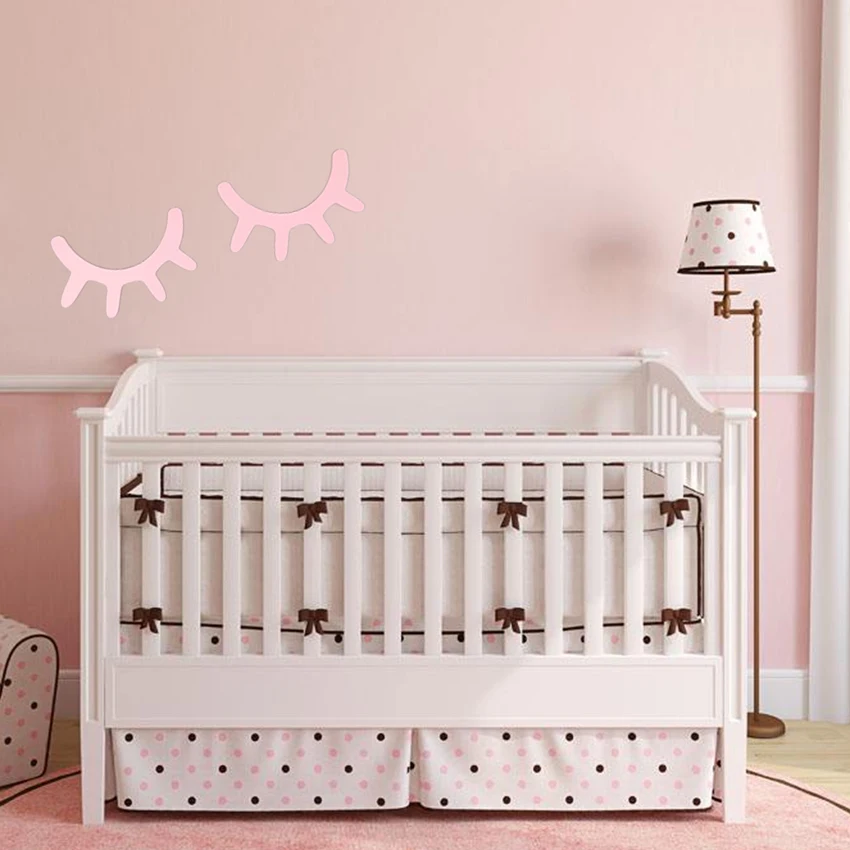 1 Pair Nordic Style Cute Wooden 3D Eyelash Wall Sticker Decor Children Kids Baby