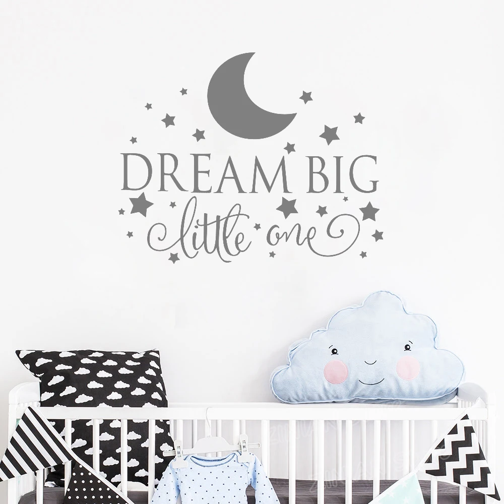Dream Big Little One Wall Sticker Decal Quote Nursery Bedroom Kid Baby Boy Decor