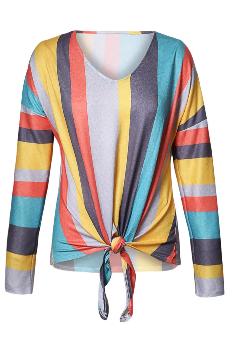 Grayish-Multi-Striped-Tie-Front-Long-Sleeve-Top-LC251551-11-2