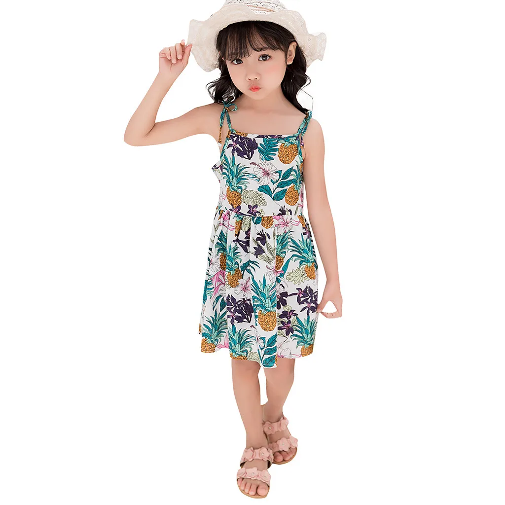 

Beachwear toddler princess strap dress beach summer clothes print baby girl dress free dropshipping W515