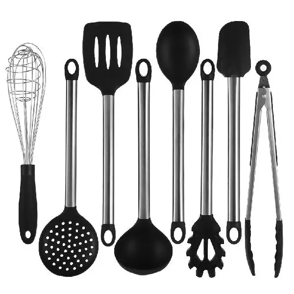 Adeeing 9 Set Silicone Nonstick Cooking Utensils Aluminium Alloy Handle Kitchen Utensil Tools 