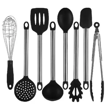 

Adeeing 9 Set Silicone Nonstick Cooking Utensils Aluminium Alloy Handle Kitchen Utensil Tools Set